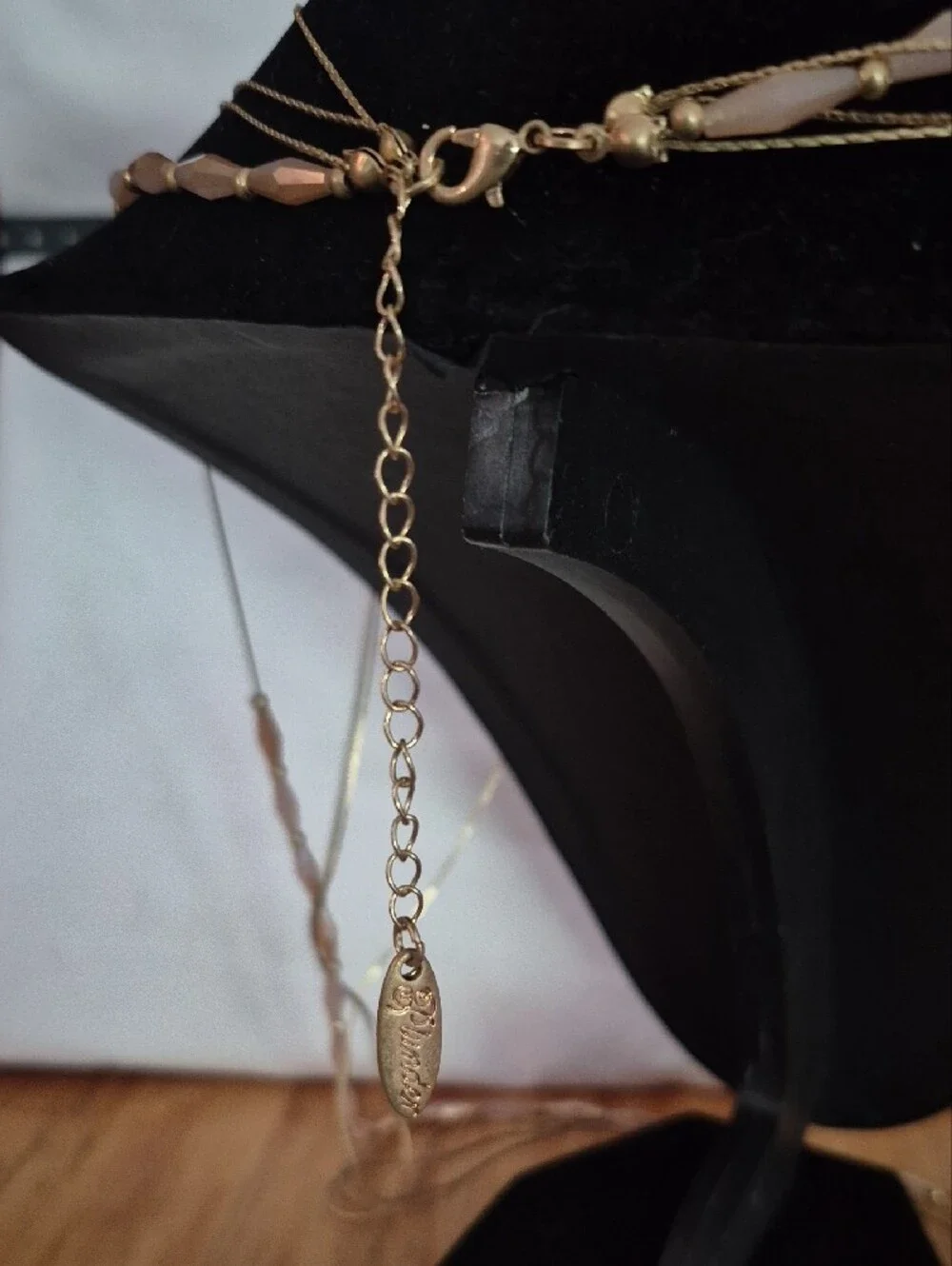 Gold Layered Necklace with Pink Beaded Strand